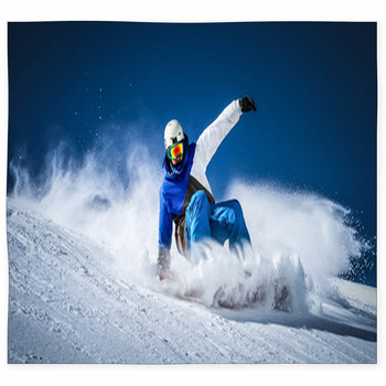 Man Snow Boarding In A Slope At Custom Size Floor Mat