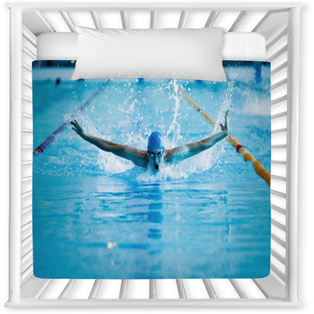 Man Swims The Butterfly Baby Crib Comforter