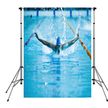 Man Swims The Butterfly Pole Pocket Backdrop