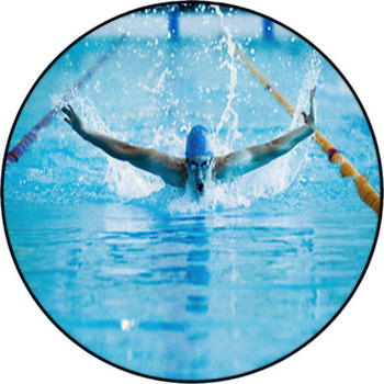 Man Swims The Butterfly Round Rug
