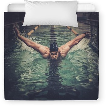 Man Swims Using Breaststroke Technique Toddler Duvet