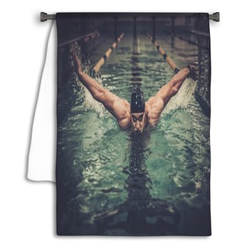 Man Swims Using Breaststroke Technique Towel