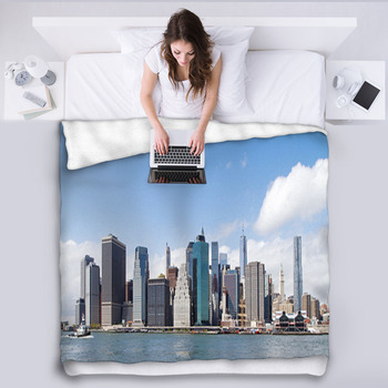 Manhattan Panorama Fleece Bed Blanket