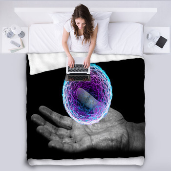 Mano Con Sfera Incantesimo Magia Strega Fleece Blanket