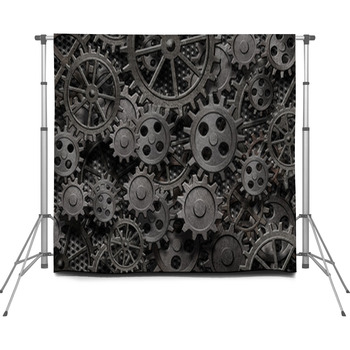 Many Old Rusty Metal Gears Or Custom Size Backdrop