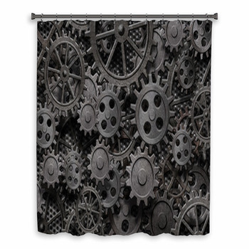 Many Old Rusty Metal Gears Or  Custom Size Shower Curtain