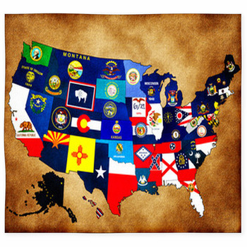Map Of USA With State Flags Custom Size Floor Mat