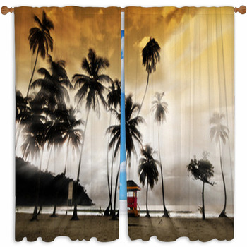 Maracas Beach - Lifeguard Hut Custom Size Window Curtain