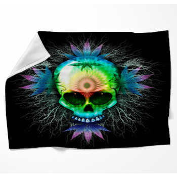 Marijuana Psychedelic Skull Woven Throw Blanket