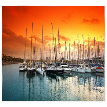 Marina In Barcelona. Spain. Custom Size Floor Mat