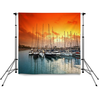 Marina In Barcelona. Spain. Pole Pocket Backdrop