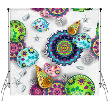Marine Floral Seamless Custom Size Backdrop