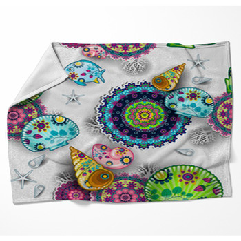 Marine Floral Seamless Woven Throw Blanket