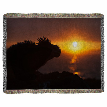 Marine Iguana, Galapagos Islands, Woven Throw Blanket