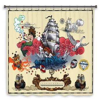 Marine Tattoos Custom Size Shower Curtain