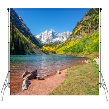Maroon Bells And Lake In Fall Custom Size Backdrop