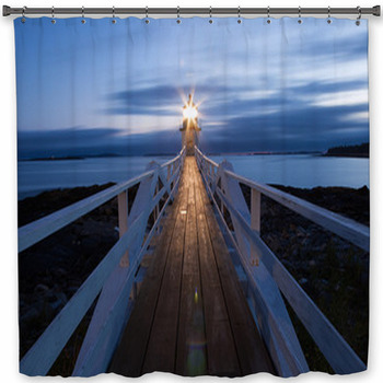 Marshall Point Lighthouse At Sunset, Shower Curtain