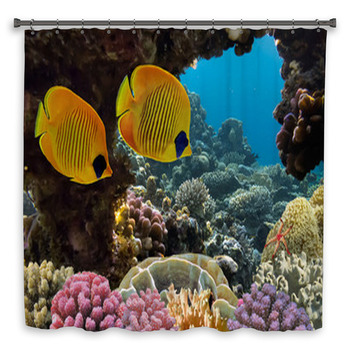 Masked Butterfly Fish Shower Curtain