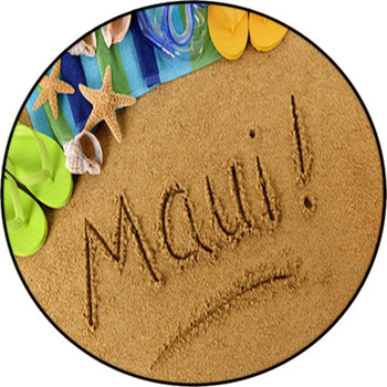 Maui! Beach Writing Round Rug
