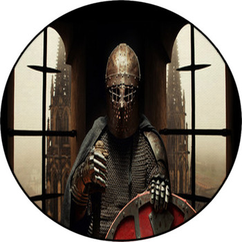 Medieval Khight In The Armor With The Sword Round Rug