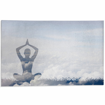 Meditating Silhouette Double Exposure Concept Area Rug