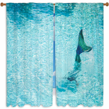 Mermaid In The Pool Custom Size Window Curtain