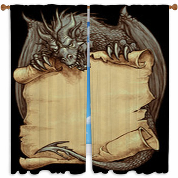 Mighty Dragon Holding An Old Custom Size Window Curtain