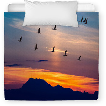 Migratory Birds Flying At Sunset Toddler Comforter