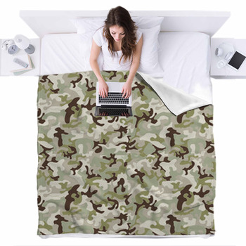 Military Pattern Fleece Bed Blanket