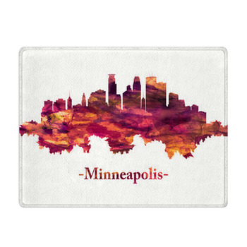 Minneapolis Minnesota Skyline In Red Bath Mat