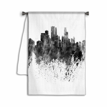 Minneapolis Skyline In Black Watercolor On White Towel