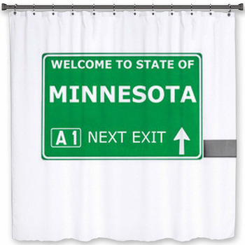 Minnesota Road Sign Isolated On White Shower Curtain