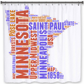 Minnesota Usa State Map Tag Cloud Shower Curtain