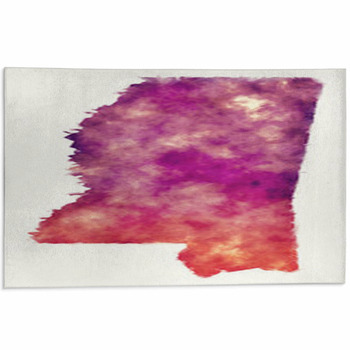 Mississippi State Usa Watercolor Map In Front Area Rug