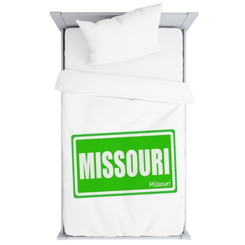 Missouri White Stamp Text On Green Toddler Duvet