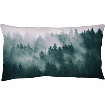 Misty Fir Forest Landscape Photograph Body Pillow