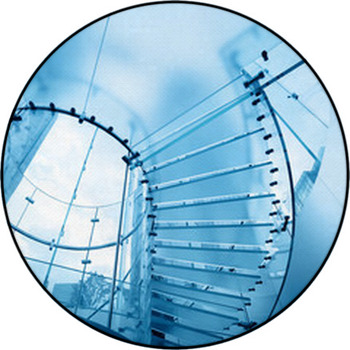 Modern Glass Staircase Round Rug