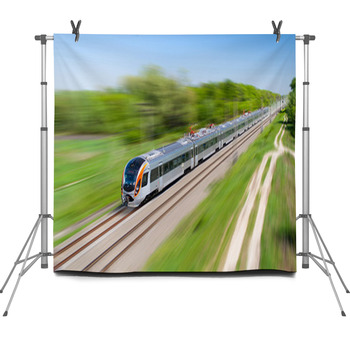 Modern Hi-speed Passenger Train In Fleece Backdrop