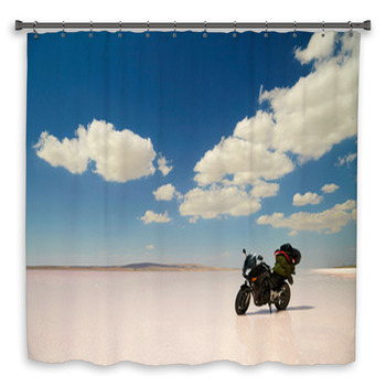 Modern Motorbike At Salt Custom Size Shower Curtain