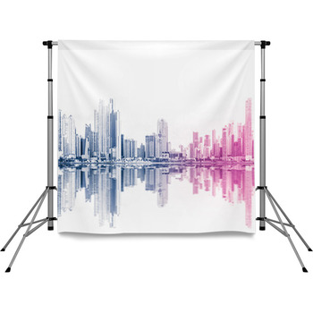 Modern Skyline Abstract Style Pole Pocket Backdrop