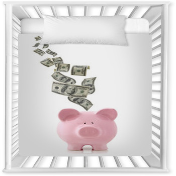 Money Falling Into Piggy Bank Baby Crib Comforter