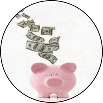 Money Falling Into Piggy Bank Round Rug
