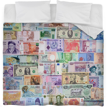 Money Of The Different Countries. Fleece Bed Blanket