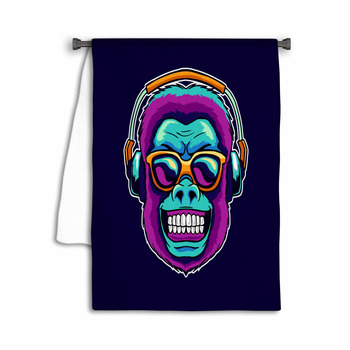Monkey Smile Wear Cool Glasses While Listening Towel