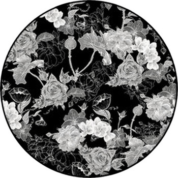 Monochrome Background With Flowers Round Rug