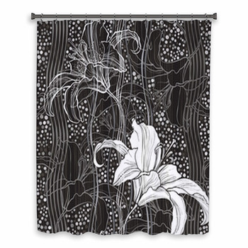 Monochrome Seamless Pattern Custom Size Shower Curtain