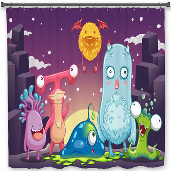 Monster Aliens Group In Custom Size Shower Curtain