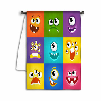 Monster Expressions Funny Cartoon Faces Vector Towel