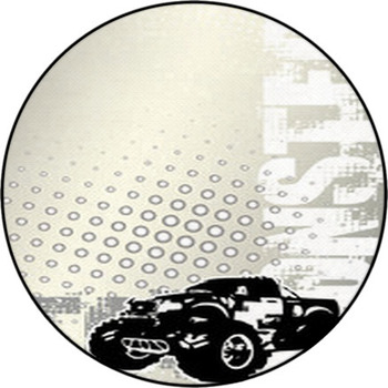 Monster Truck Dots Metal Backgroud Round Rug