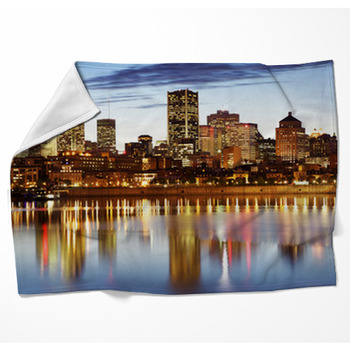 Montreal Skyline At Dusk Quebec Woven Throw Blanket